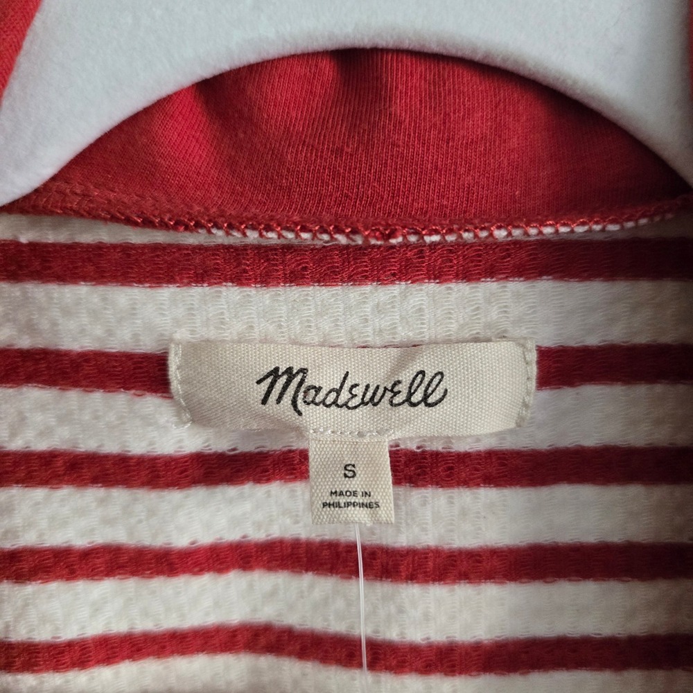Madewell Polo Shirt Women Small Red NWT Knit Striped Short Sleeve Top - Picture 4 of 6
